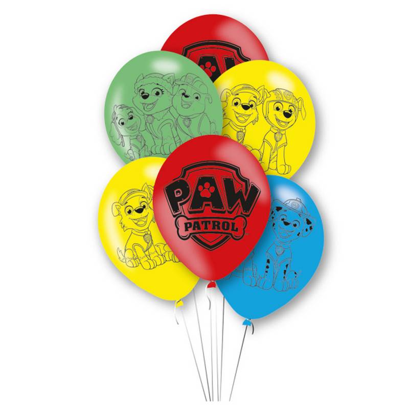 Paw Patrol Balloner - 6 stk (27,5 cm) | Paw Patrol Latexballoner - Temashop