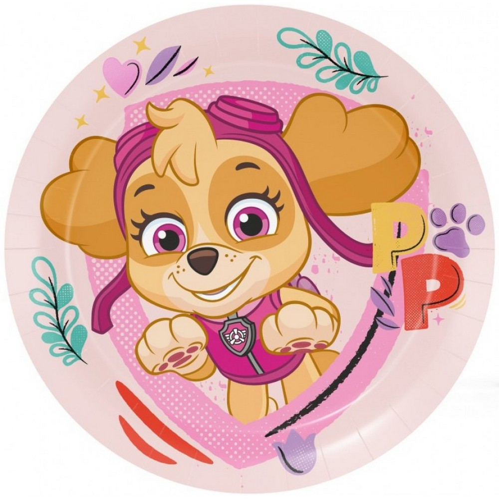 Paw Patrol Skye Paptallerkener - 8 stk (Ø 23 cm) | Paw Patrol Tallerkner - Temashop