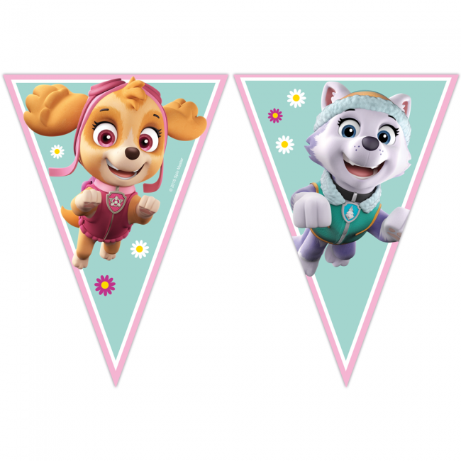 Paw Patrol Skye og Everest Vimpelguirlande - 1 stk (2,3 m) | Paw Patrol Guirlander - Temashop