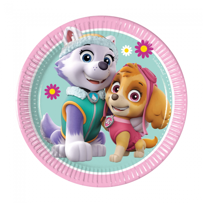 Paw Patrol Skye Paptallerkener - 8 stk (23 cm) | Paw Patrol Tallerkner - Temashop