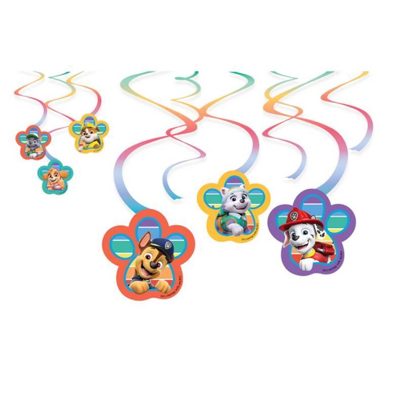 Paw Patrol Swirls - 6 stk (60 cm) | Paw Patrol Spiraler/string - Temashop