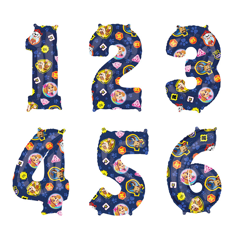 Paw Patrol Talballon - 1 stk (45 x 66 cm) | Paw Patrol Folieballoner tal / bogstav - Temashop