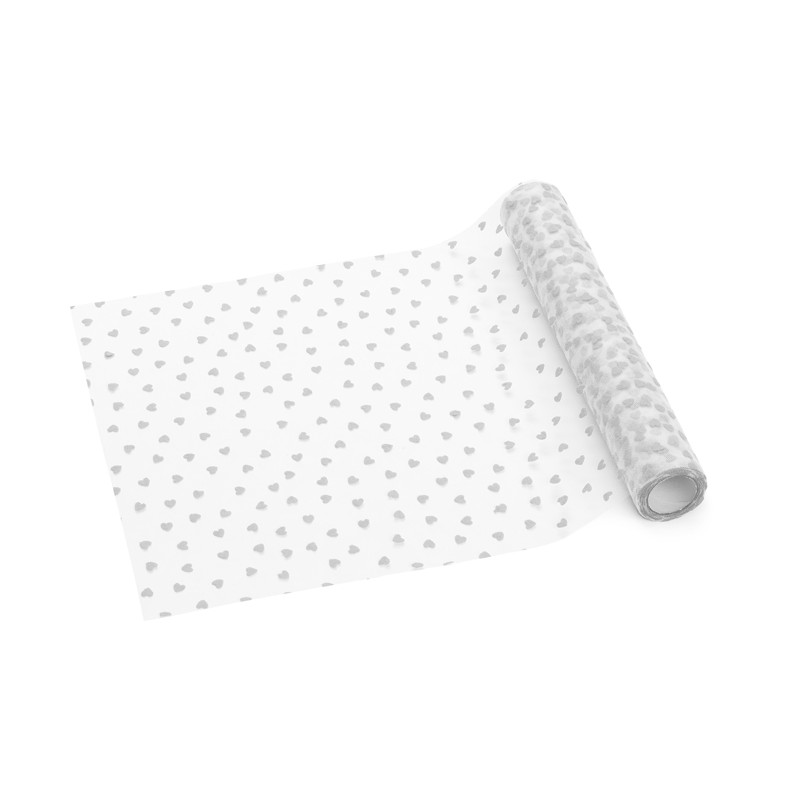 Hjerte Tyl Bordløber Hvid - 1 stk (36 x 900 cm) | Valentinsdag Bordløber - Temashop
