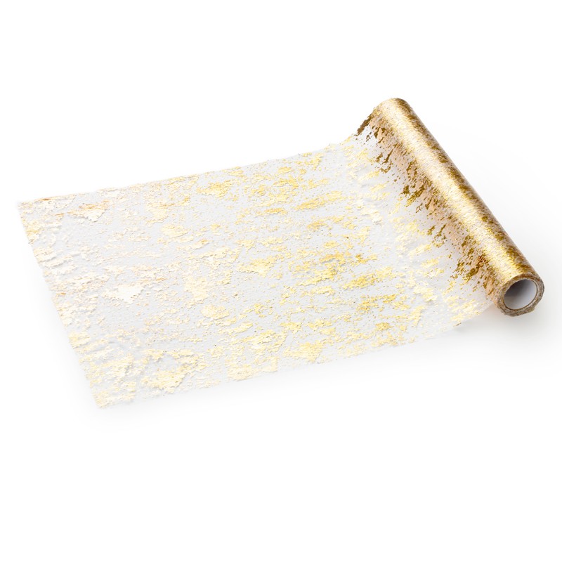 Net Bordløber Guldprint - 1 stk (36 x 900 cm) | Guld tema Bordløber - Temashop