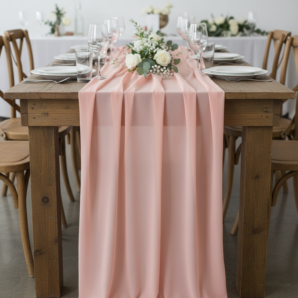 Chiffon Bordløber Lyserød