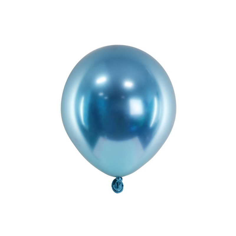 Metalliske Små Balloner Blå - 10 stk (12 cm) | Blåt tema Latexballoner - Temashop