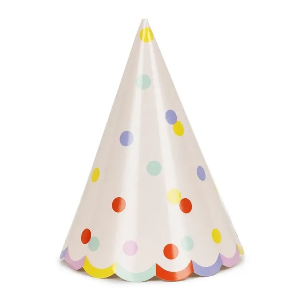Konfetti Partyhatte Beige - 6 stk (16 cm) | Konfetti tema Partyhatte - Temashop