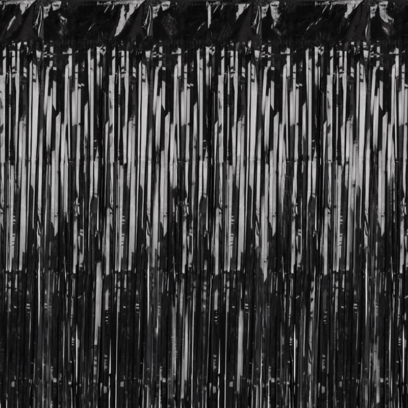 Glimmerforhæng Sort - 1 stk (100 x 200 cm) | Sort tema Vægbaggrunde - Temashop