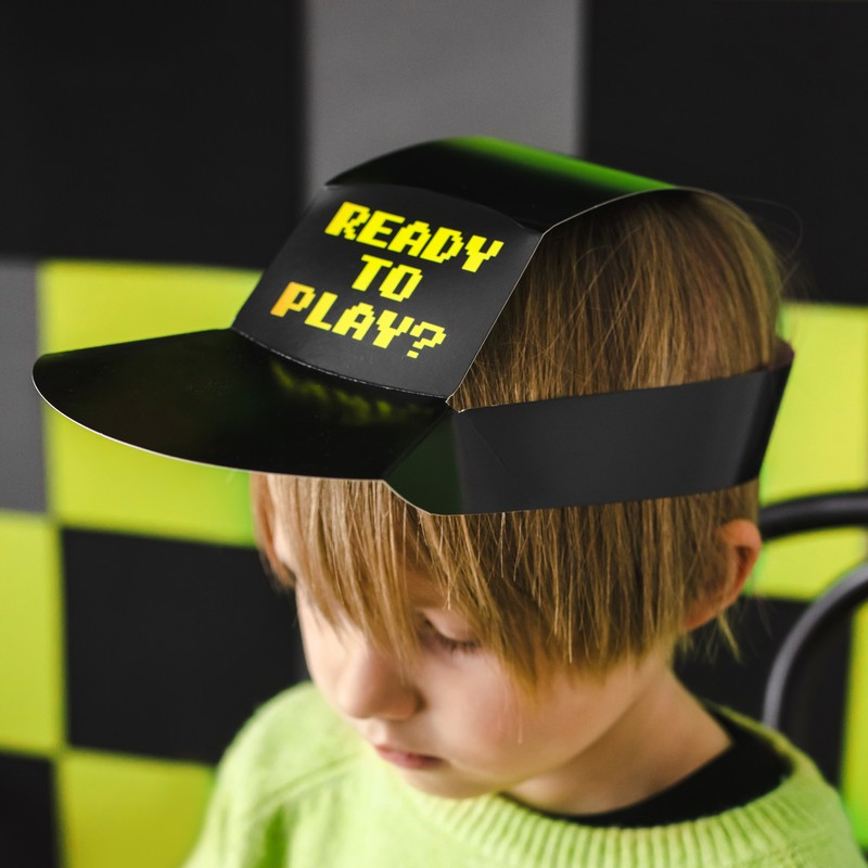 Gaming Kasket Festhatte - 6 stk (38,5 x 18,5 cm) | Computerspil Partyhatte - Temashop