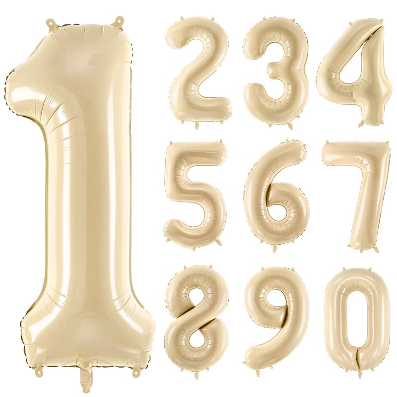 Stor Talballon Pastel Beige - 1 stk (72 cm) - Temashop