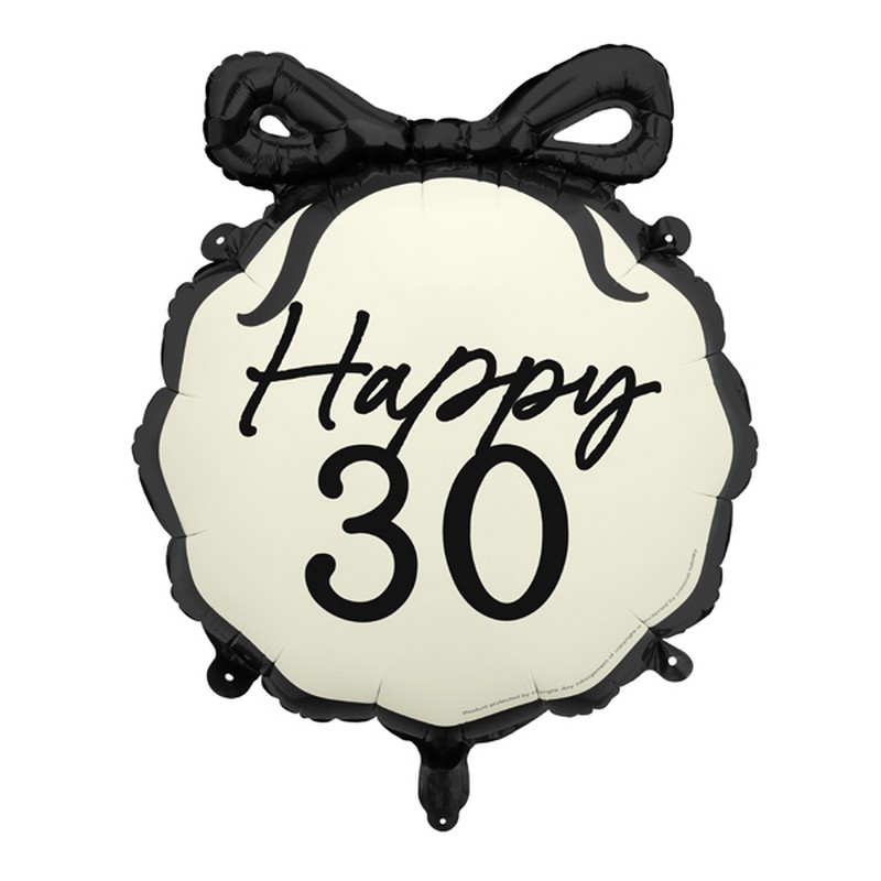 Happy 30 Folieballon Sort/Hvid