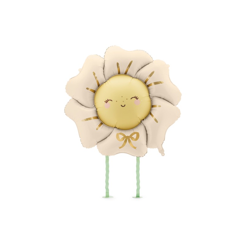 Gående Blomst Folieballon Lys Beige