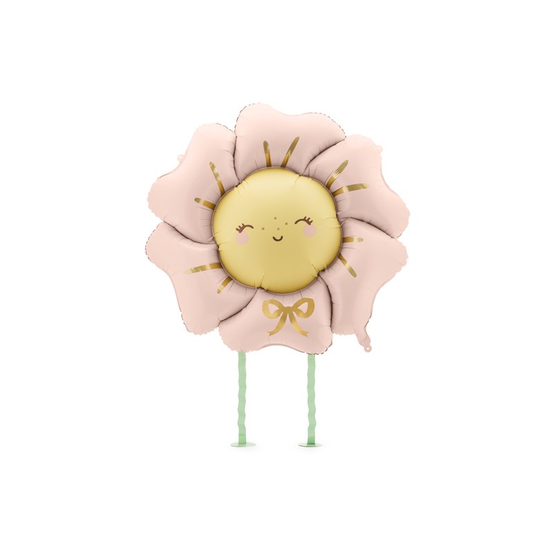 Gående Blomst Folieballon Lyserød