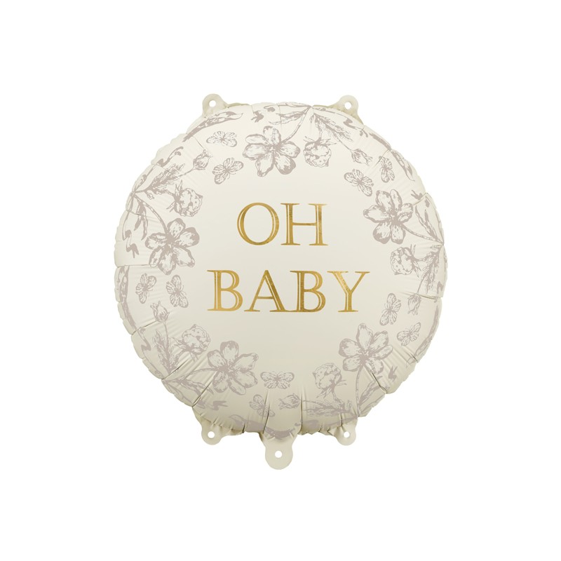 Oh Baby Blomster Folieballon - 1 stk (35 x 35 cm) | Baby Folieballoner - Temashop