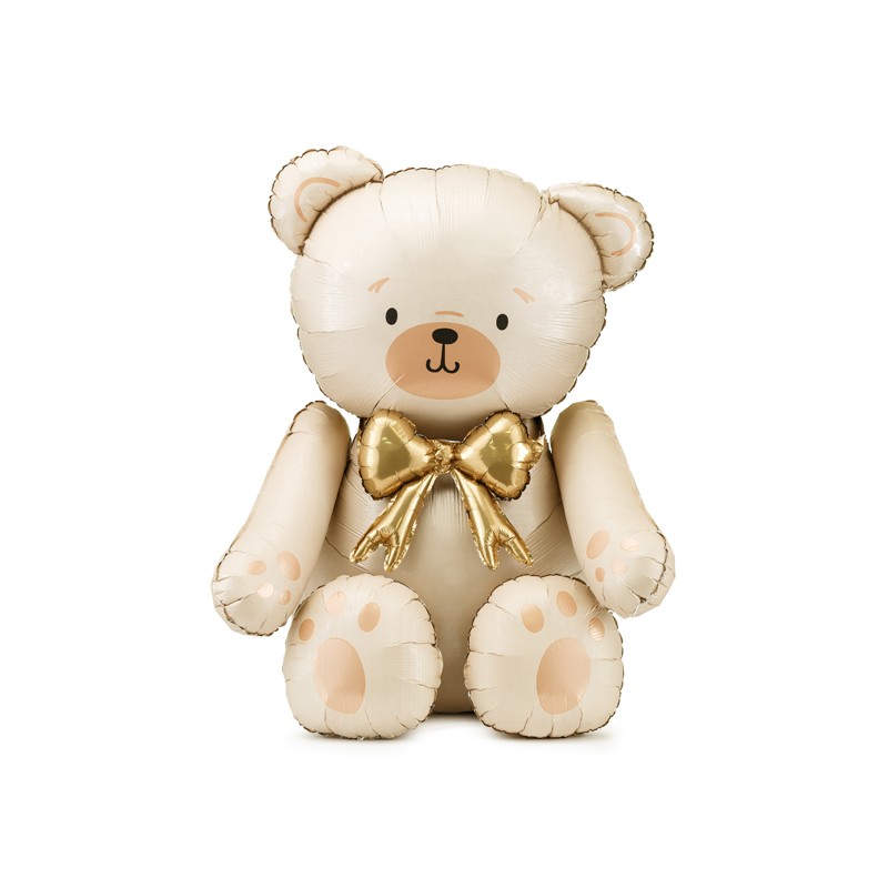 Teddybjørn Folieballon Beige - 1 stk (75 x 84 cm) | Bjørn Folieballoner - Temashop