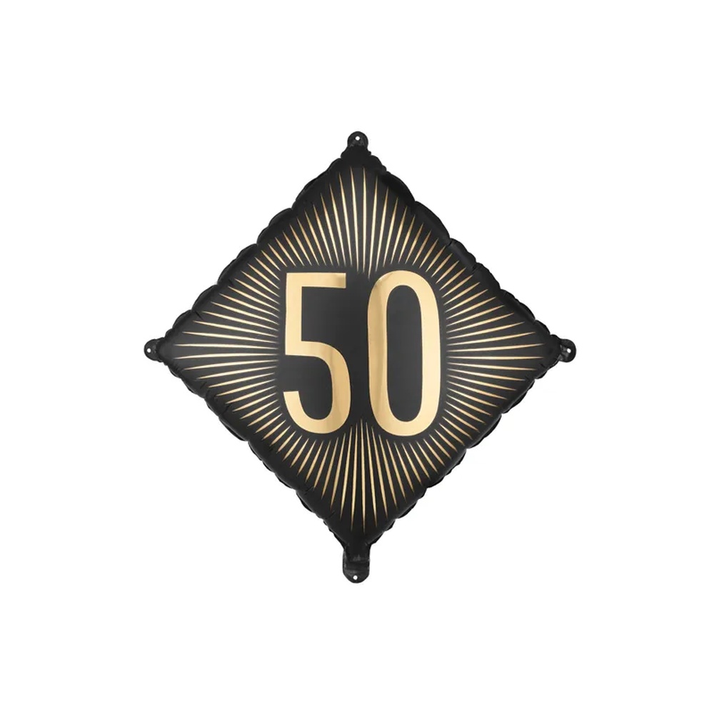 50 Års Kvadrat Folieballon Sort/Guld