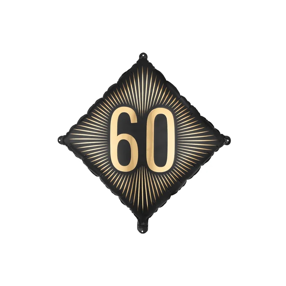 60 Års Kvadrat Folieballon Sort/Guld