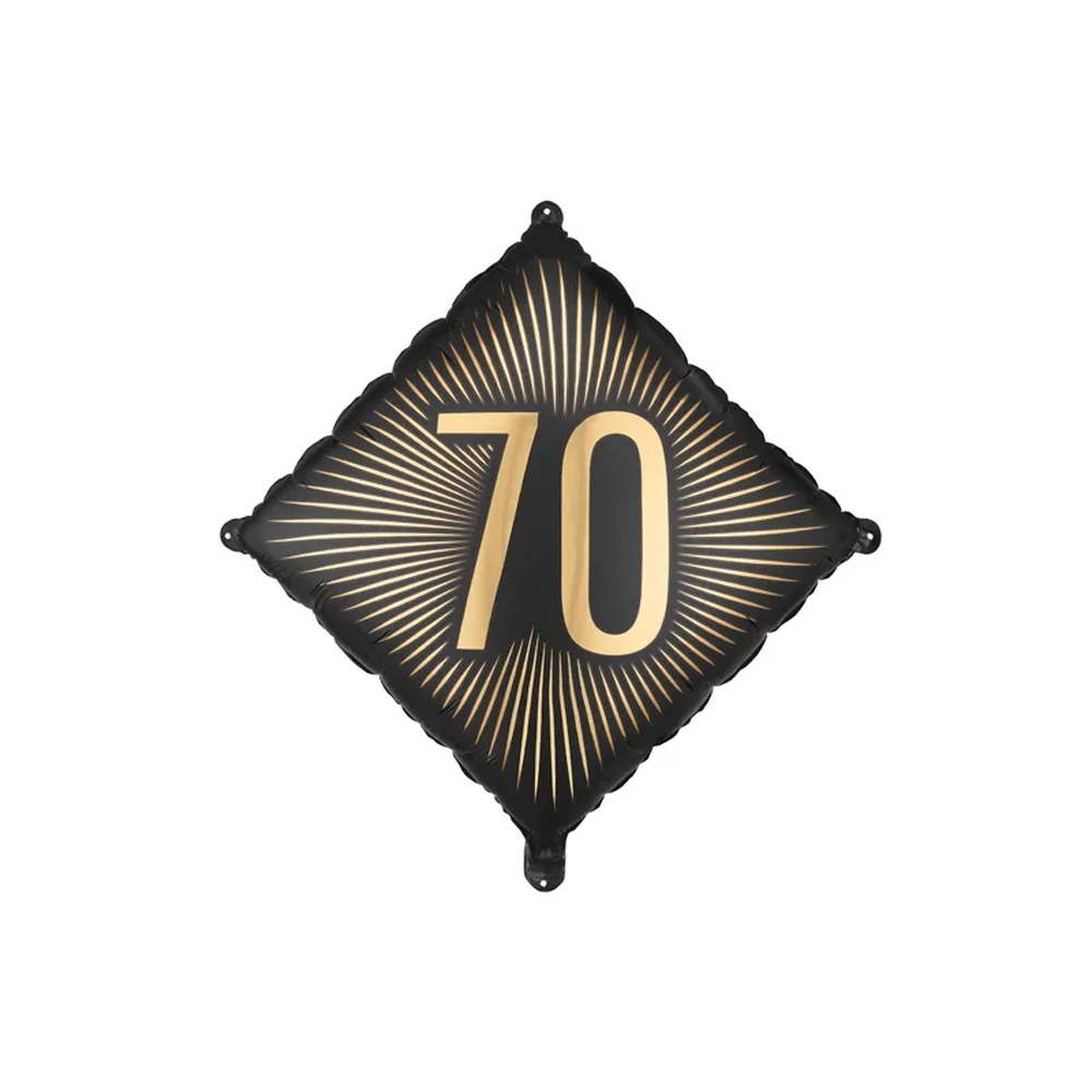70 Års Kvadrat Folieballon Sort/Guld