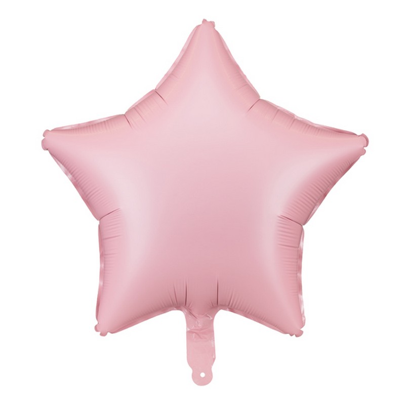 Stjerne Folieballon Mat Lyserød - 1 stk (48 cm) | Lyserødt Tema Folieballoner - Temashop