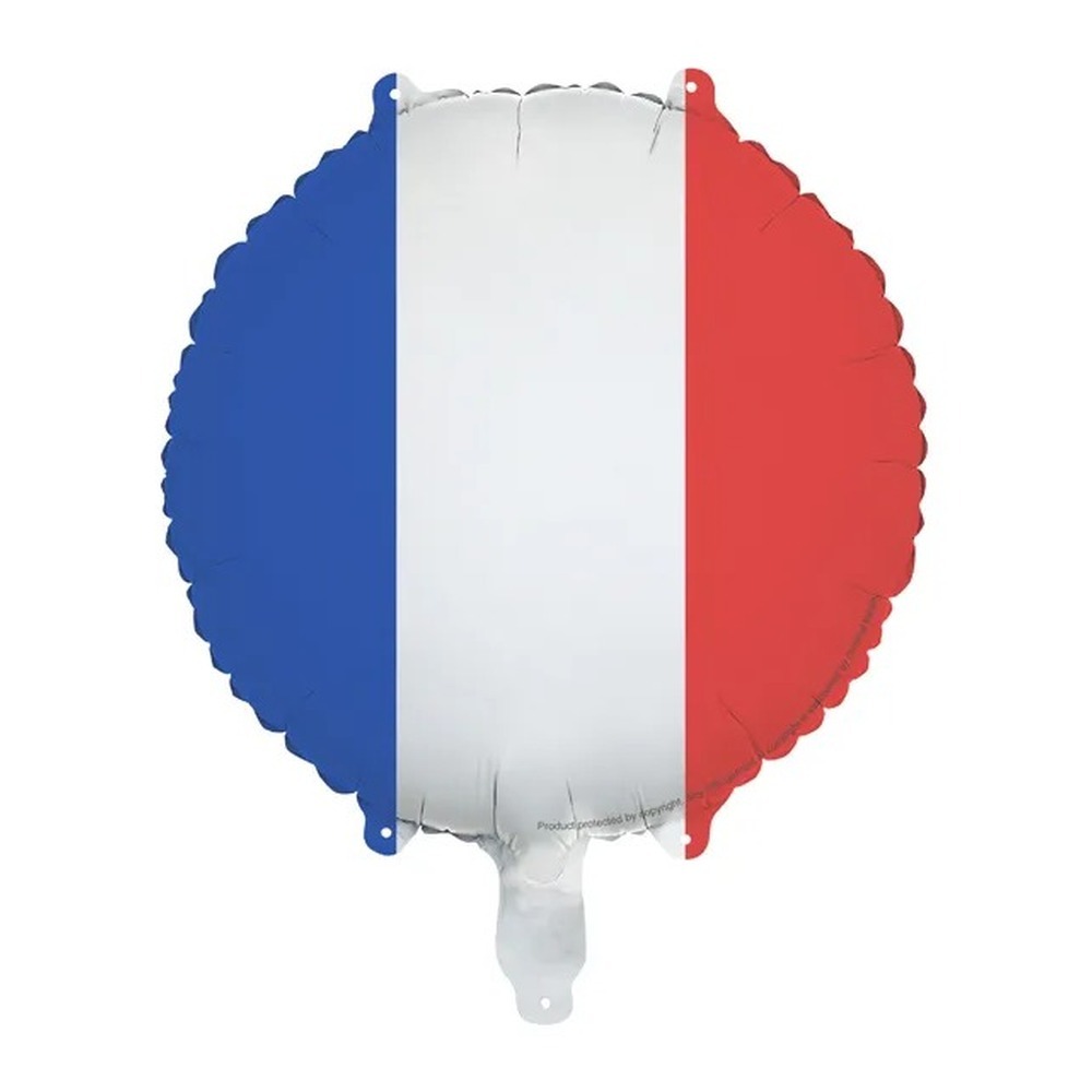 Rund Frankrig Flag Folieballon - 1 stk (Ø 35 cm) | Frankrig Folieballoner - Temashop