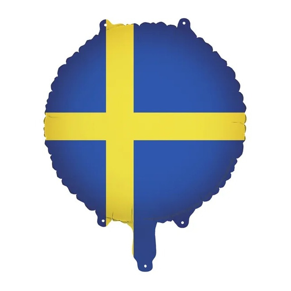 Rund Sverige Folieballon - 1 stk (Ø 35 cm) | Sverige Folieballoner - Temashop