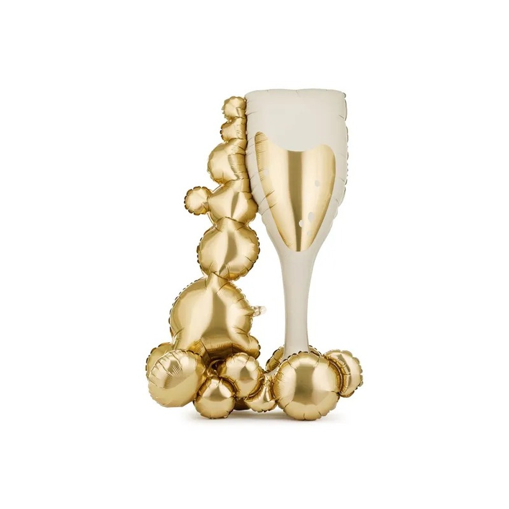Champagneglas Folieballon Beige/Guld