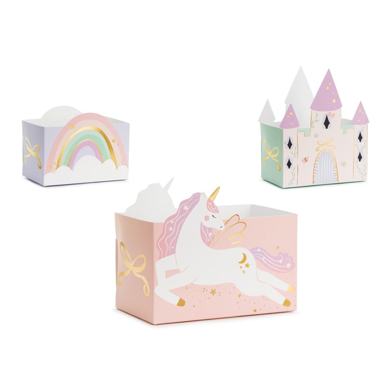 Prinsesseslot & Enhjørning Snackbægre - 6 stk (12 x 7,5 cm) | Enhjørning Bægre - Temashop