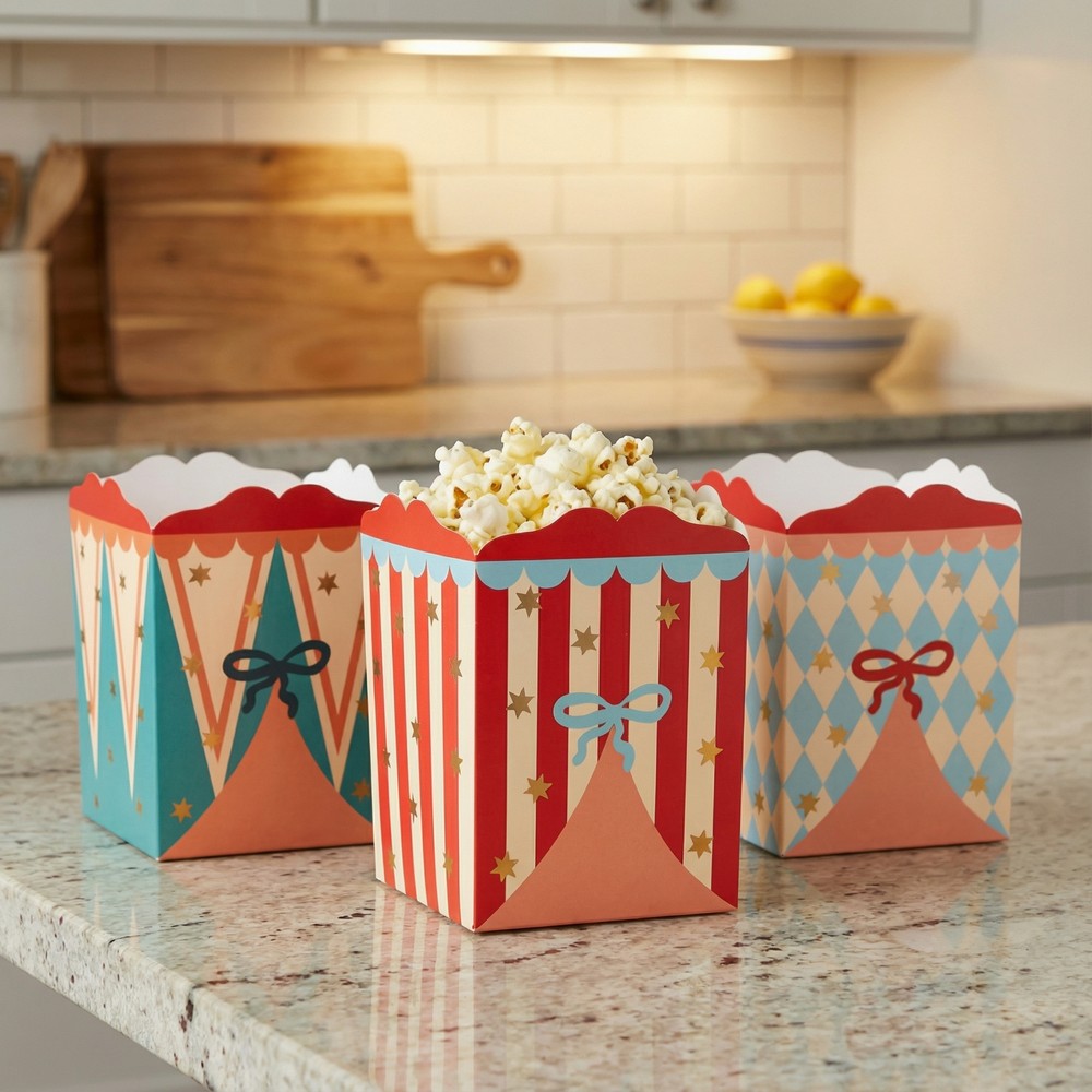 Cirkus Popcornbægre - 6 stk (8 x 11.5 x 8 cm) | Cirkus Bægre - Temashop