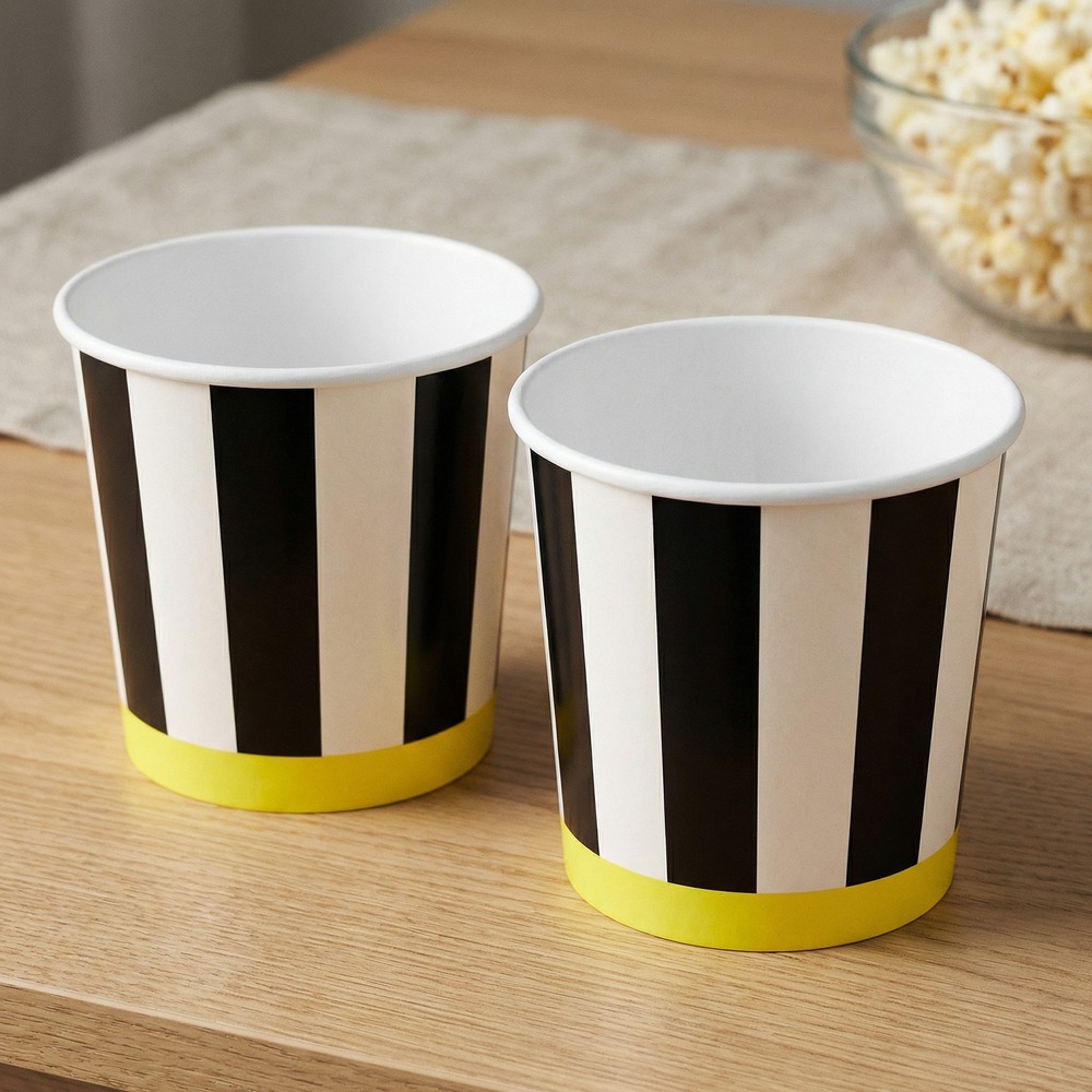 Stribede Snackbægre Sort/Hvid - 2 stk (14 x 13-16.5 cm) | Mad Bægre - Temashop