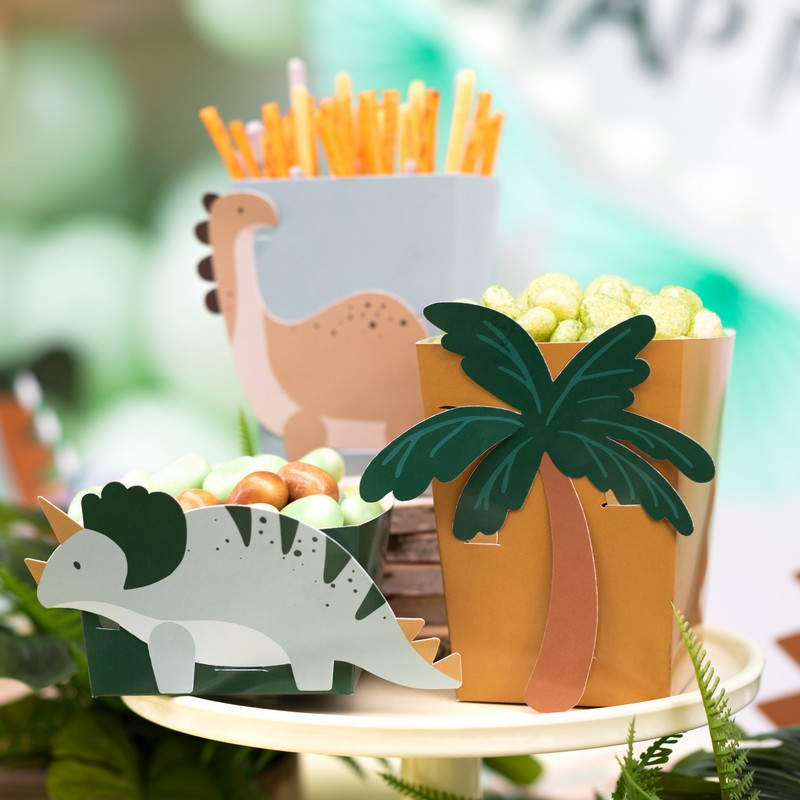 Dinosaur Snackbægre - 6 stk (10 x 5,5 & 9,5 x 12 cm) | Dinosaurus Bægre - Temashop