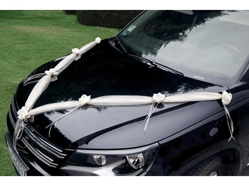 Organzaguirlande Bilpynt Cremehvid - 2 stk (1,8 m) | Bryllup Bildekoration - Temashop