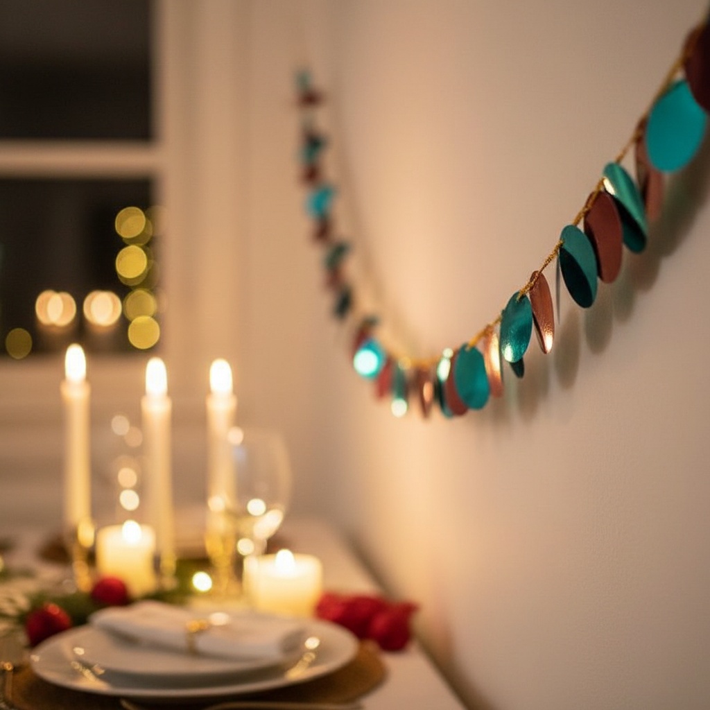 Metalliske Cirkler Guirlande Bordeaux/Turkis