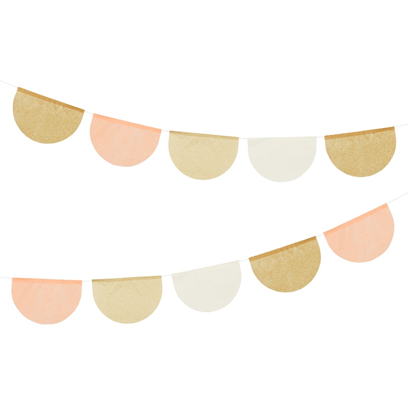 Crepepapir Guirlande Guld/Lyserød - 1 stk (300 cm) - Temashop