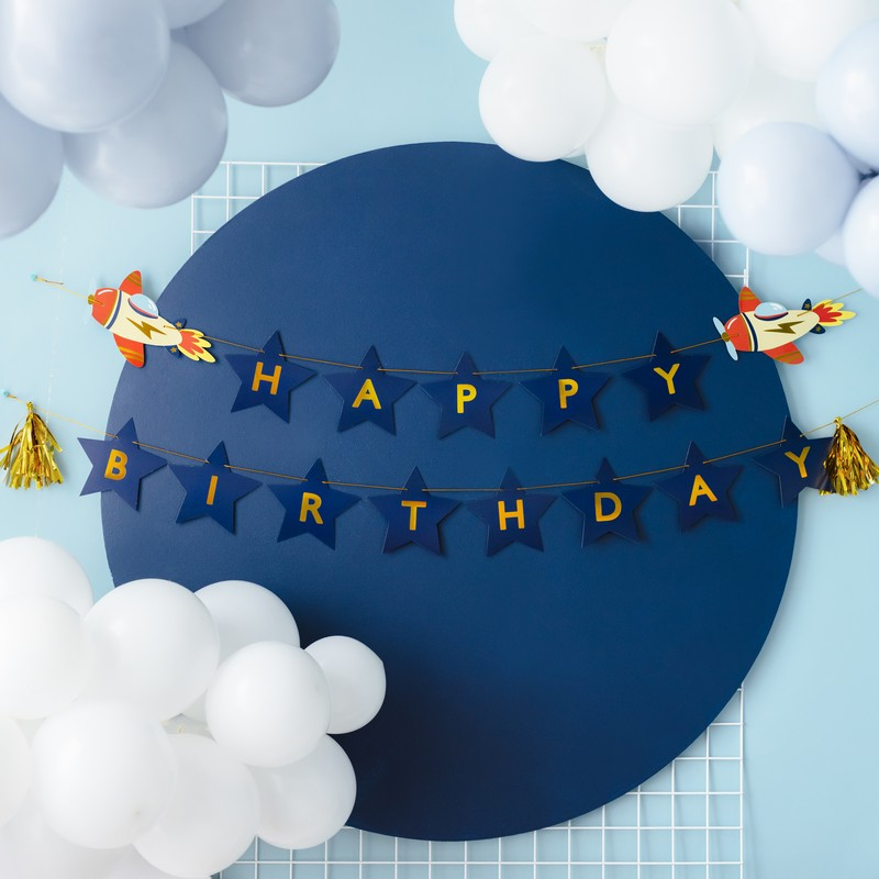 Flyvemaskine Happy Birthday Guirlande