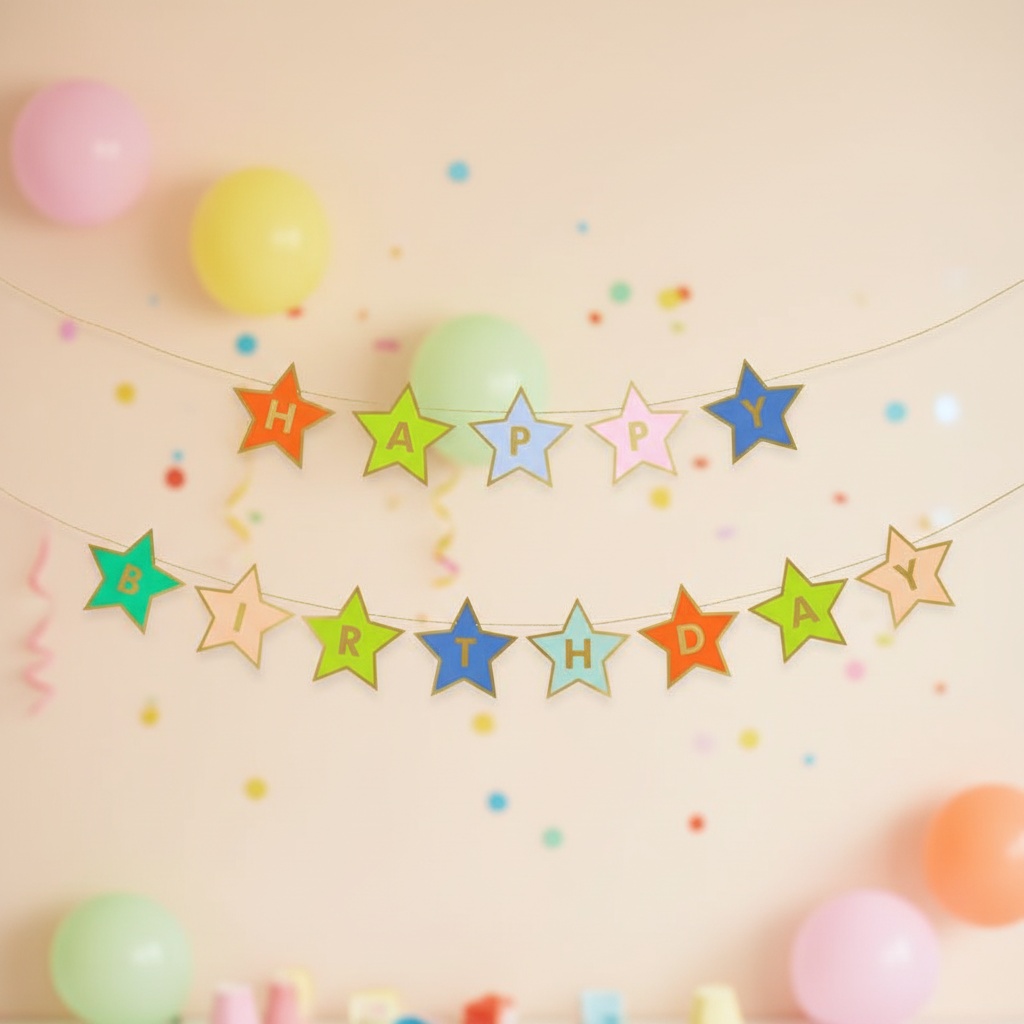 Happy Birthday Stjerner Guirlande