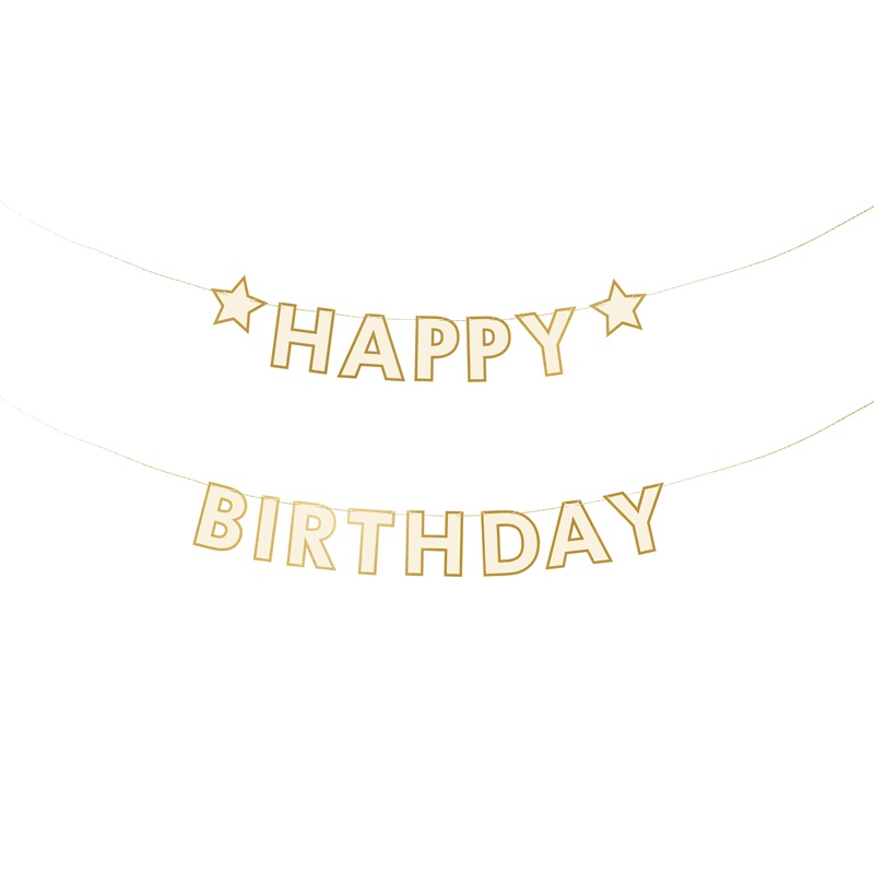 Happy Birthday Stjerne Guirlande Guld