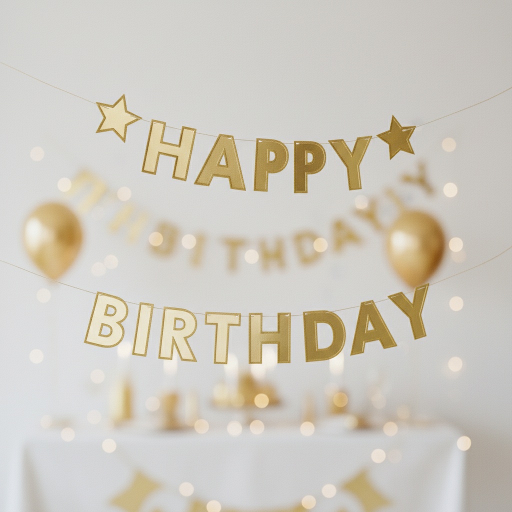 Happy Birthday Stjerne Guirlande Guld