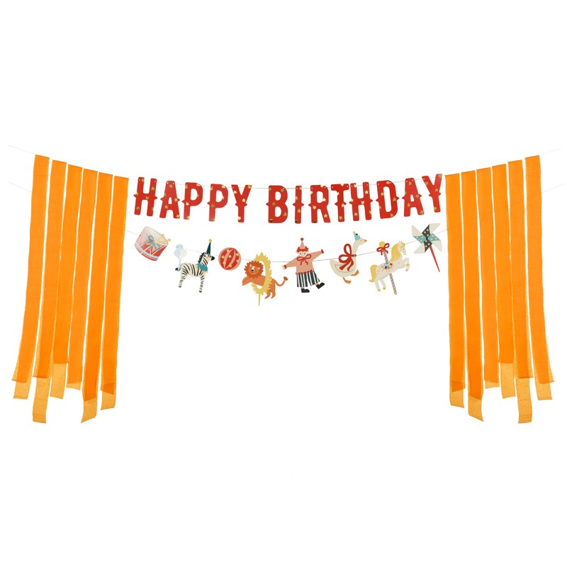 Cirkus Happy Birthday Banner - 1 stk (275 cm) | Cirkus Guirlander - Temashop