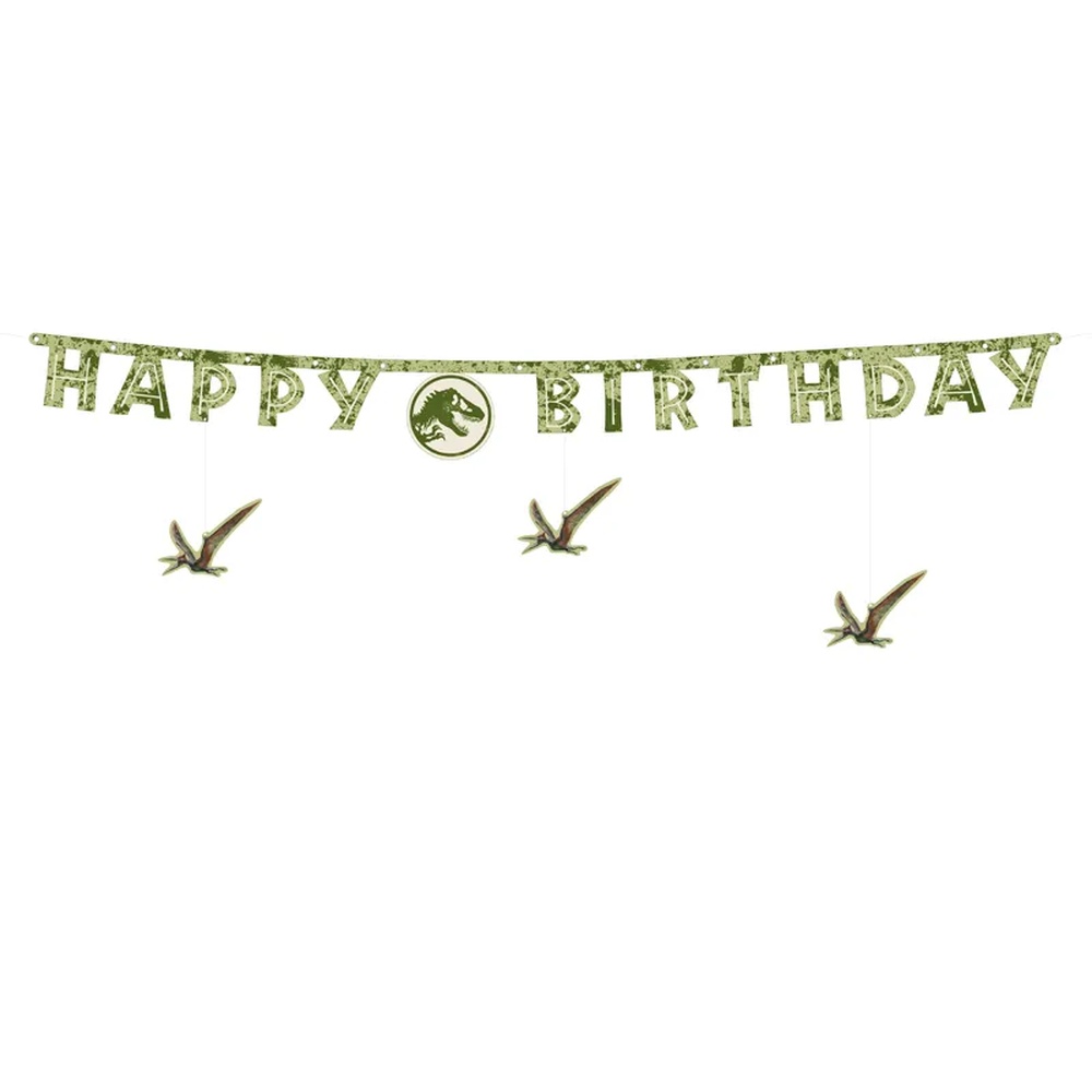 Jurassic World Happy Birthday Banner - 1 stk (45 x 165 cm) | Jurassic World Bannere - Temashop