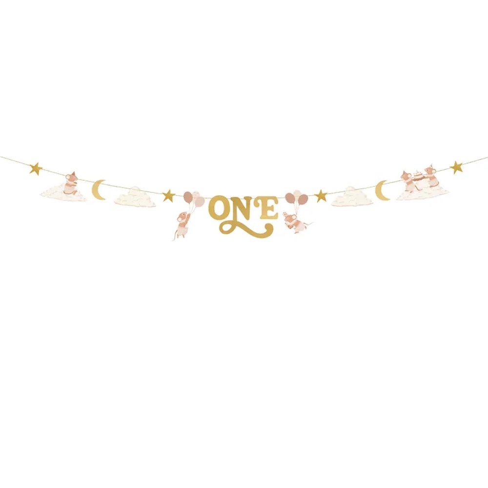 1 Års Mus Banner - 1 stk (300 cm) | 1 år Bannere - Temashop