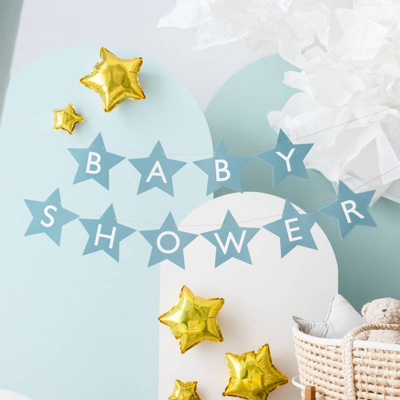 Babyshower Guirlande Lyseblå