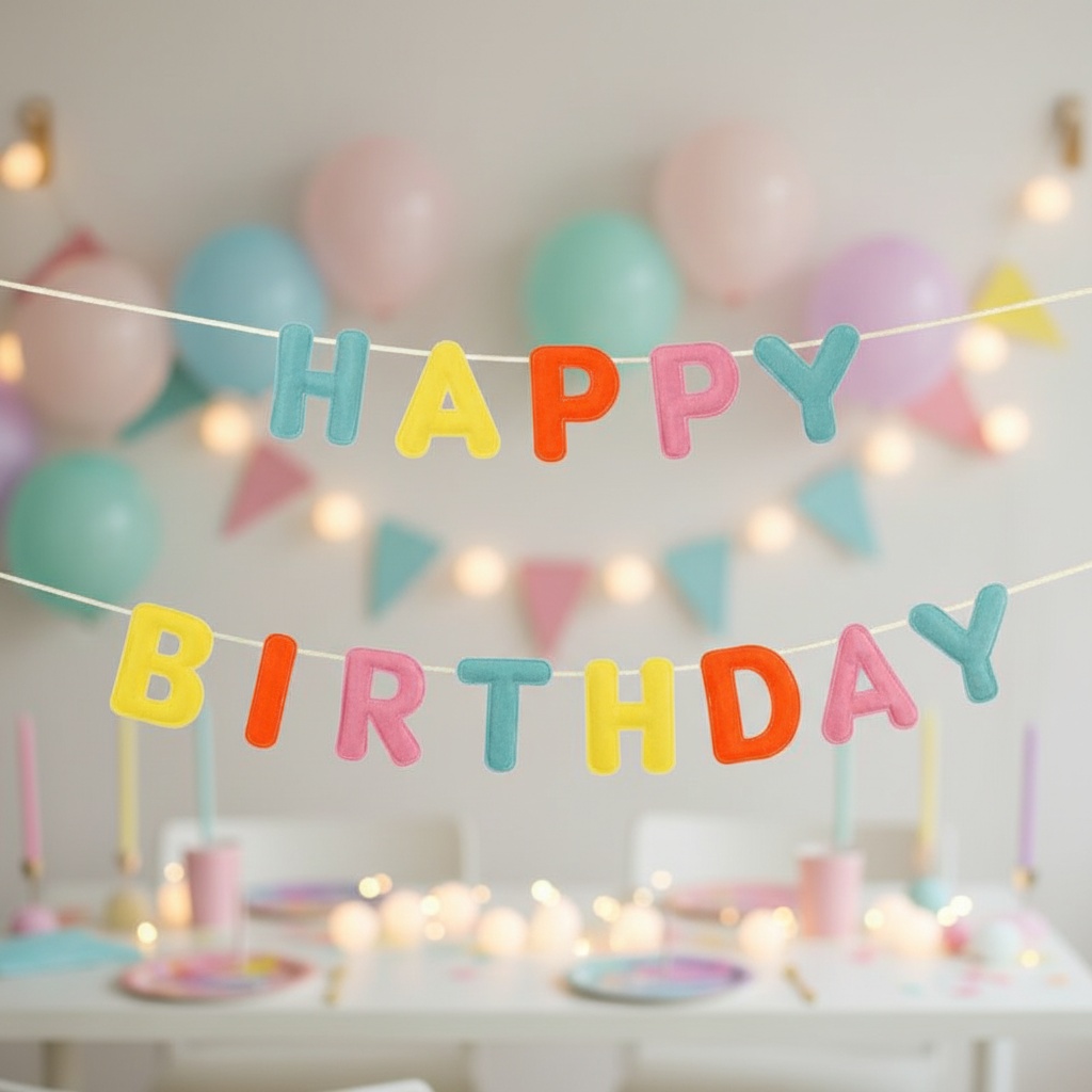 Filt Happy Birthday Guirlande Multi