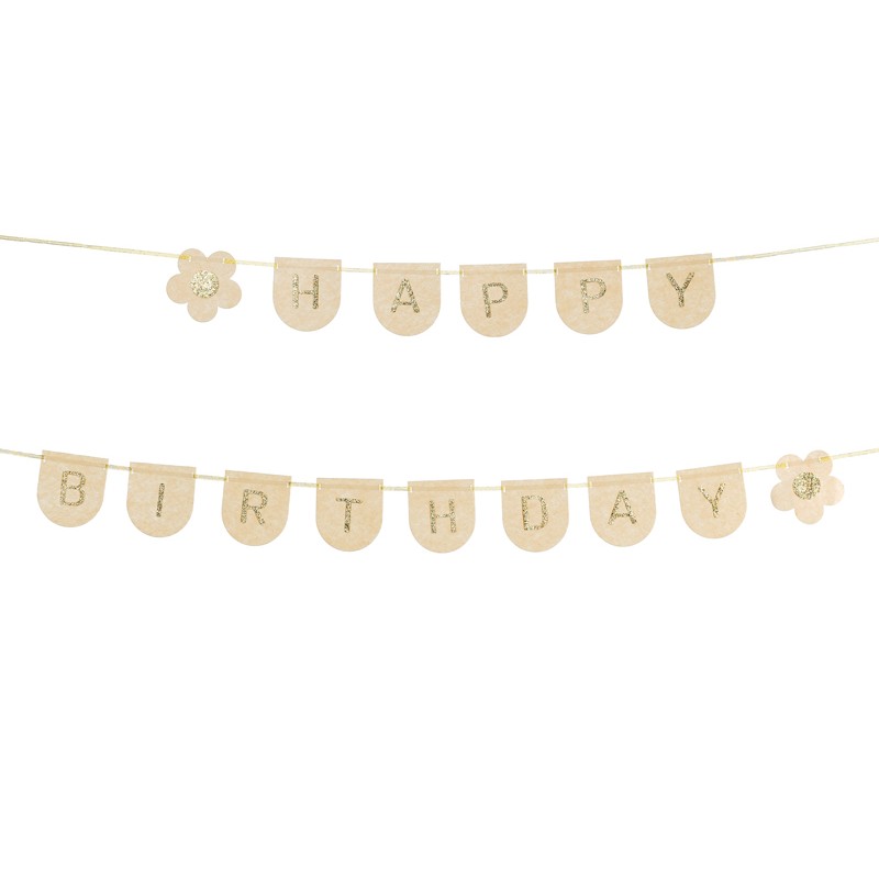 Filt Happy Birthday Guirlande Lyserød - 1 stk (3 m) | Fødselsdag Guirlander - Temashop