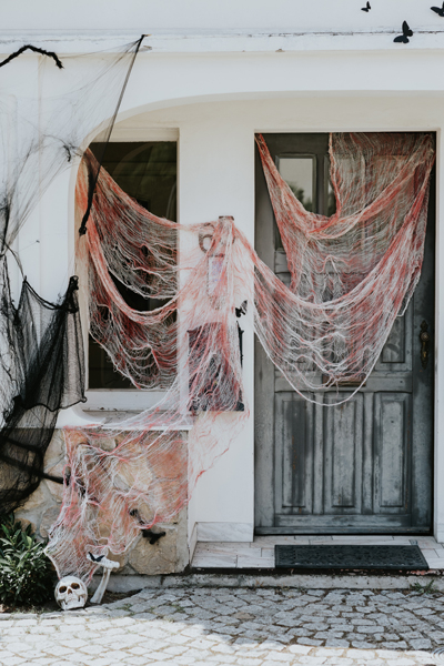 Blodig Halloween Stofbaggrund Hvid