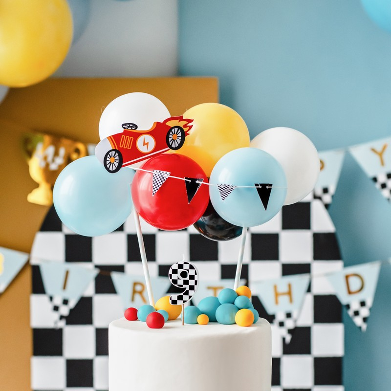Racer Ballon Kagetopper - 1 pakke (29 cm) | Racerløb tema Kagefigur / kagetopper - Temashop