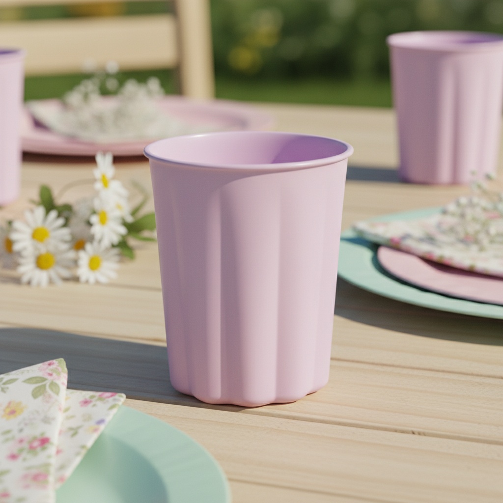 Pastel Plastikkurs Lilla - 4 stk (220 ml) | Lilla tema Krus - Temashop