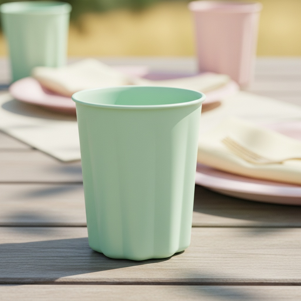 Pastel Plastikkurs Grøn - 4 stk (220 ml) | Grønt tema Krus - Temashop