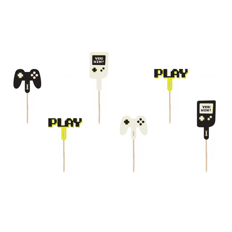 Gaming Controller Kagetoppere - 6 stk (6 - 10,5 cm) | Computerspil Kagefigur / kagetopper - Temashop