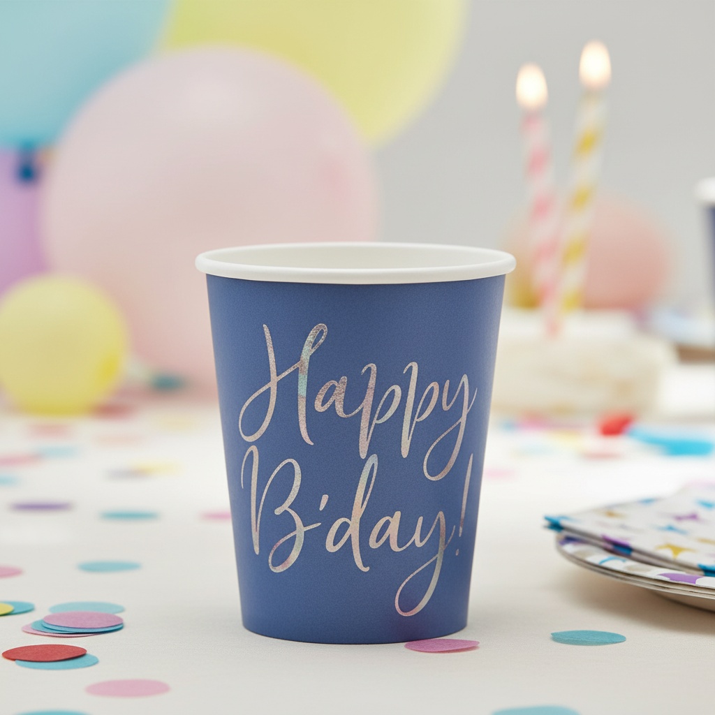 Happy B'day Papkrus - 6 stk (220 ml) | Fødselsdag Krus - Temashop
