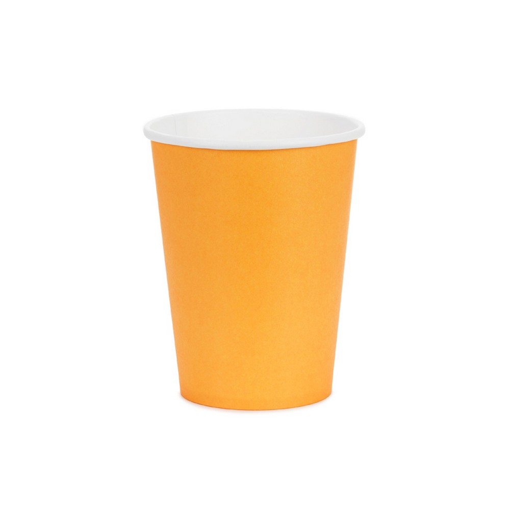 Papkrus Lys Orange - 6 stk (250 ml) | Orange tema Krus - Temashop